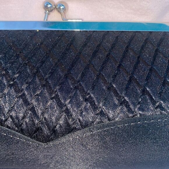 Black Evening Bag Purse Small Clutch Chain Strap​​​​​ - Picture 4 of 10